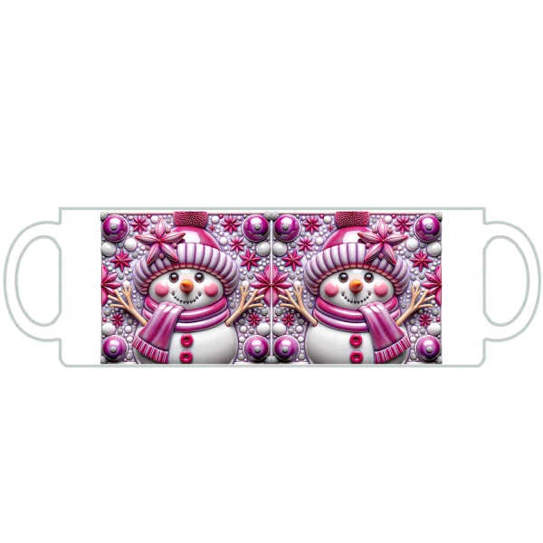 Hóember sötétpink bögre