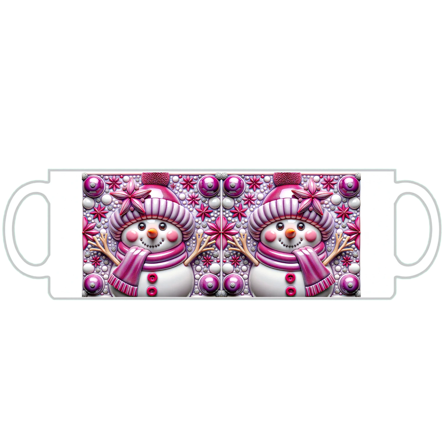 Hóember sötétpink bögre